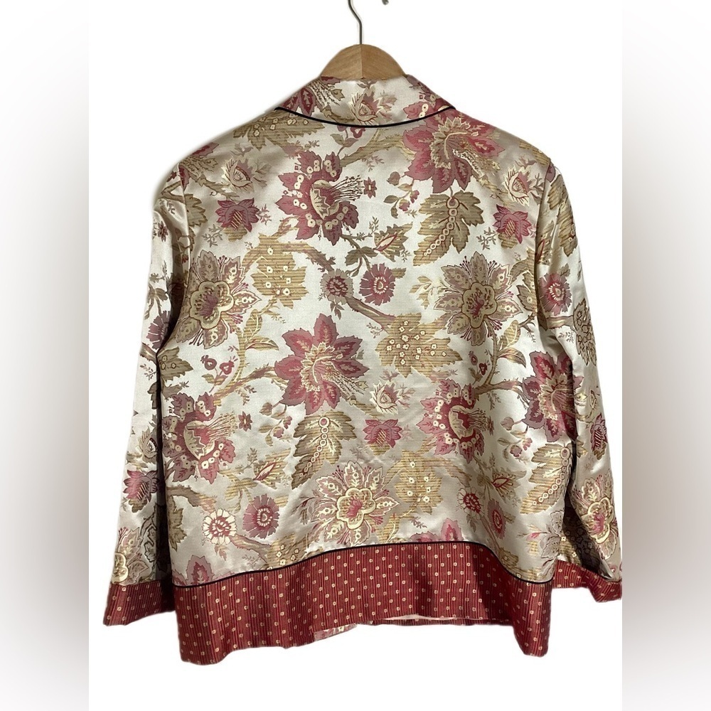 August Max Silk Floral Jacquard Jacket Size 4 Autumnal Sophisticated Chic Fall - Picture 3 of 15